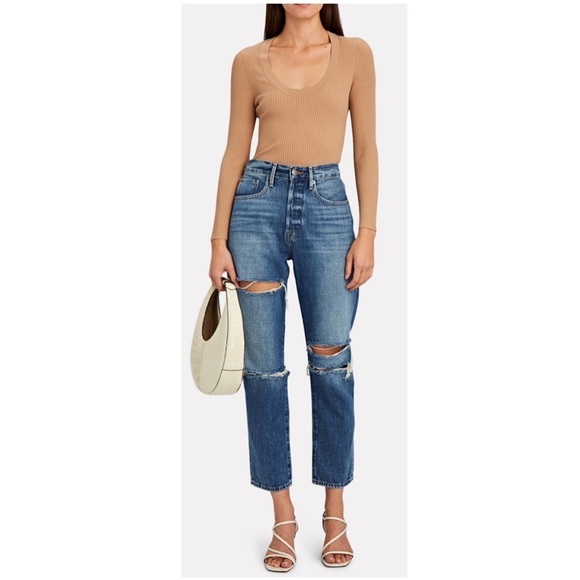 FRAME Denim Le Original Straight-Leg High Rise Jeans Style LOJ207 Whitmore Slash - Picture 15 of 15